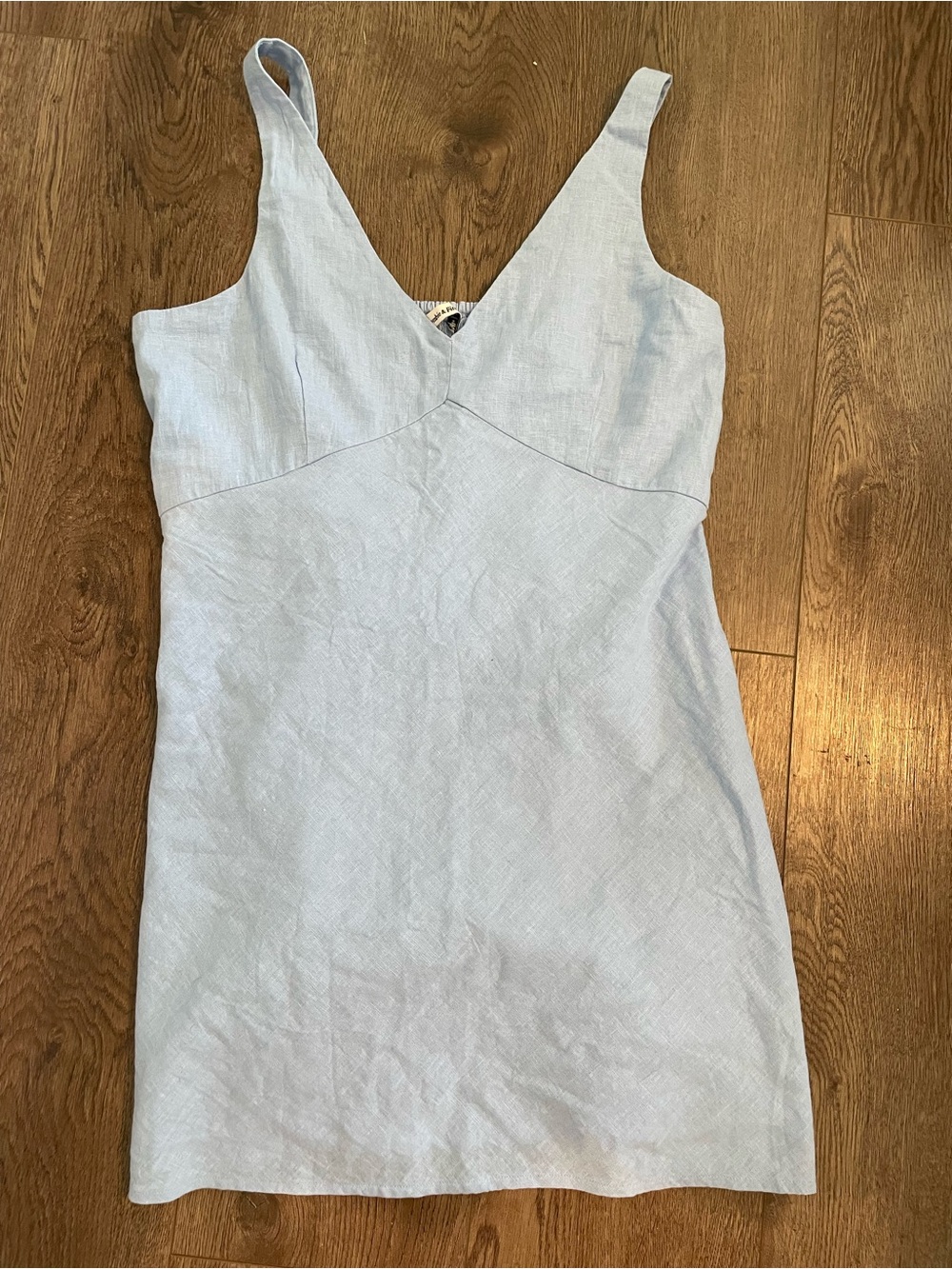 Abercrombie & Fitch Light Blue V-Neck Linen Mini Dress